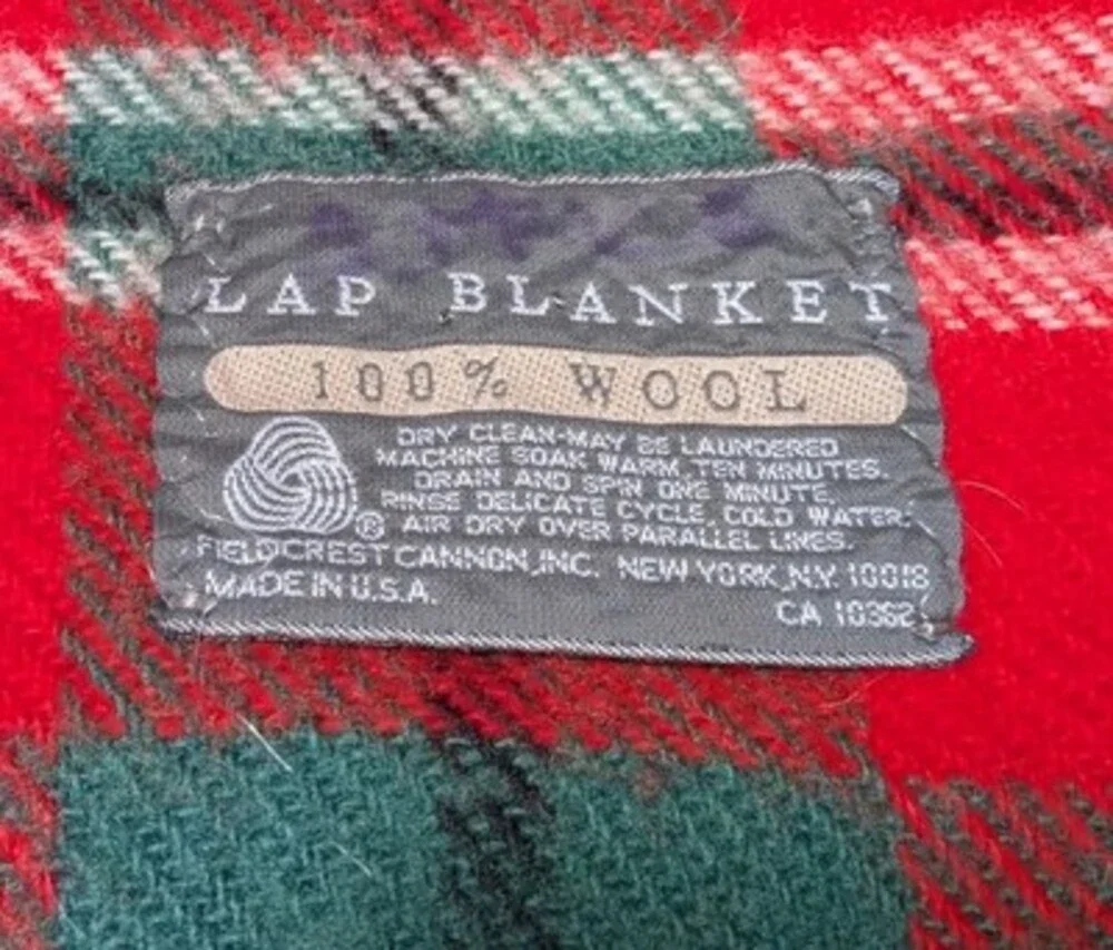 VTG Square Fieldcrest Lap Blanket 100% Wool USA Made 50